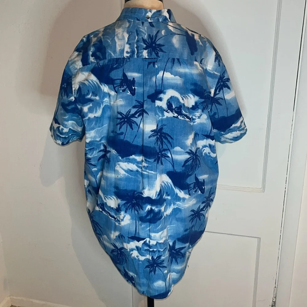 Hurley Hawaiian shirt- blue surf palm trees-Rare - Picture 2 of 8